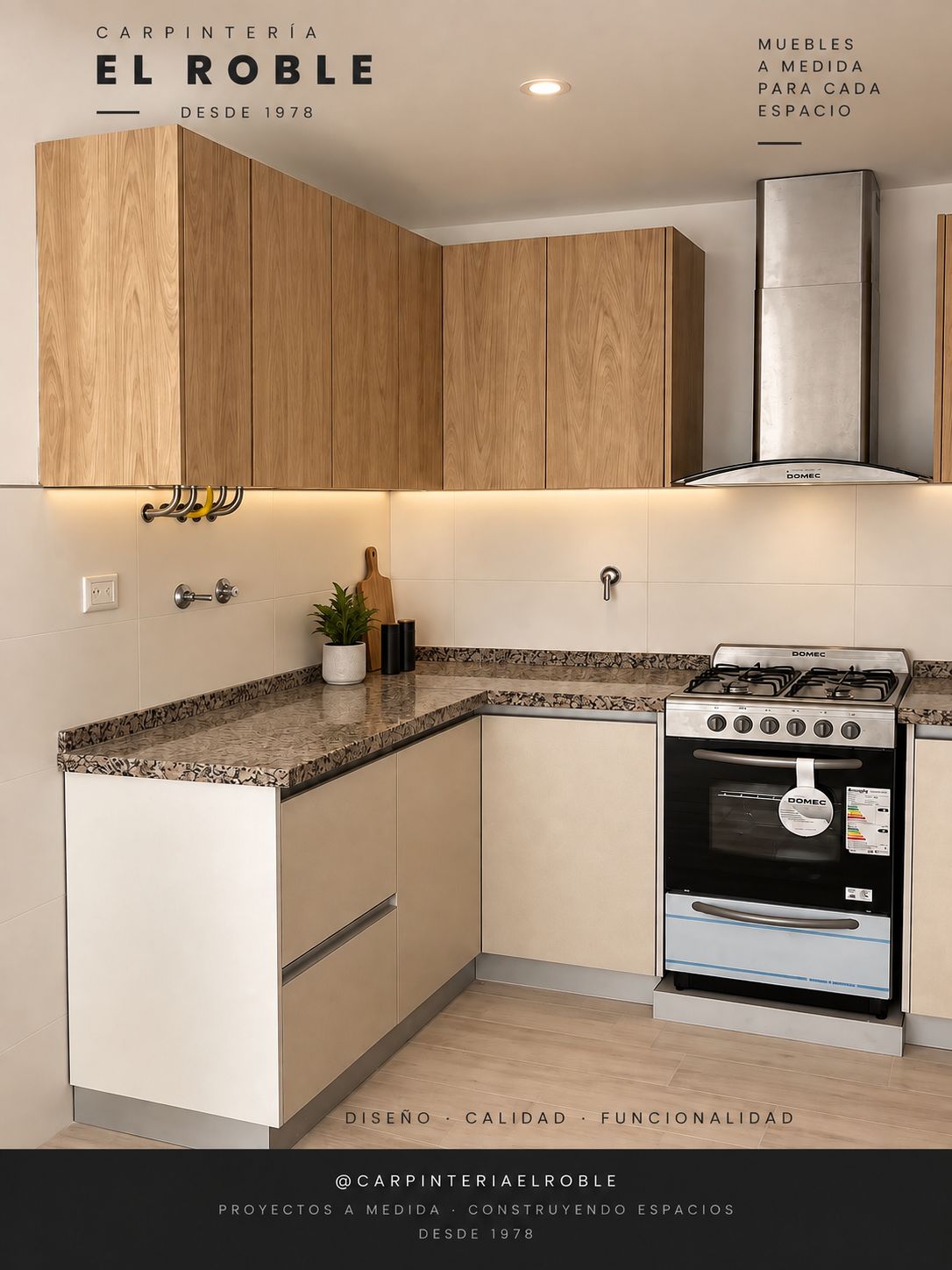 Cocina a medida con detalles de madera
