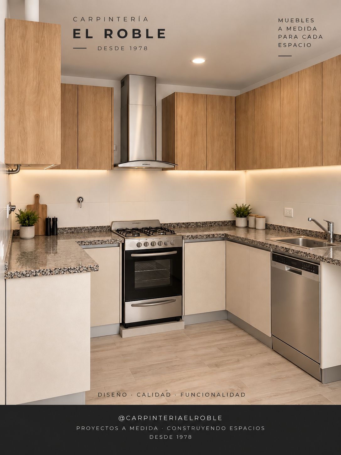 Cocina de madera a medida realizada por El Roble